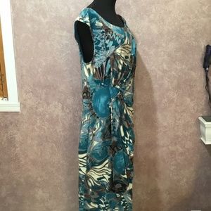 Dress Aqua, brown and cream. 16